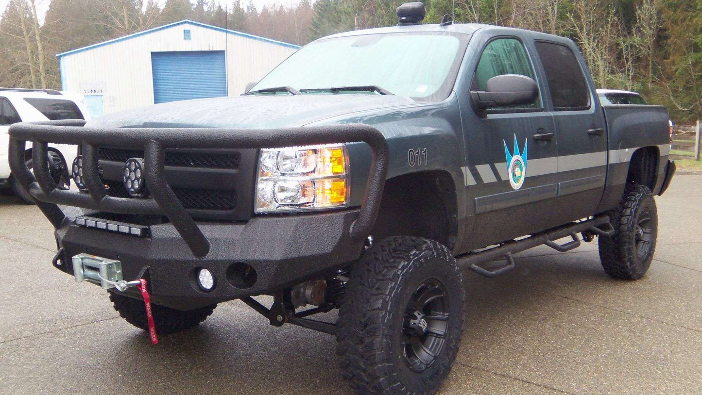 Stealth Front Winch Bumper Titan II Guard | Round Holes - Texture Black 2008-2010 Chevrolet 2500 3500