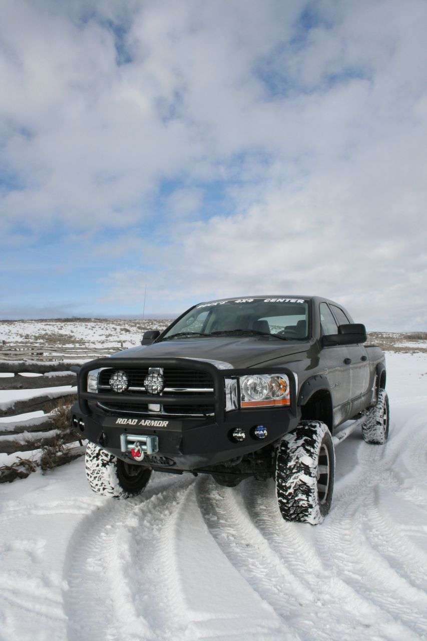 Stealth Front Winch Bumper Lonestar Guard | Round Holes - Texture Black 2006-2009 RAM 2500 3500