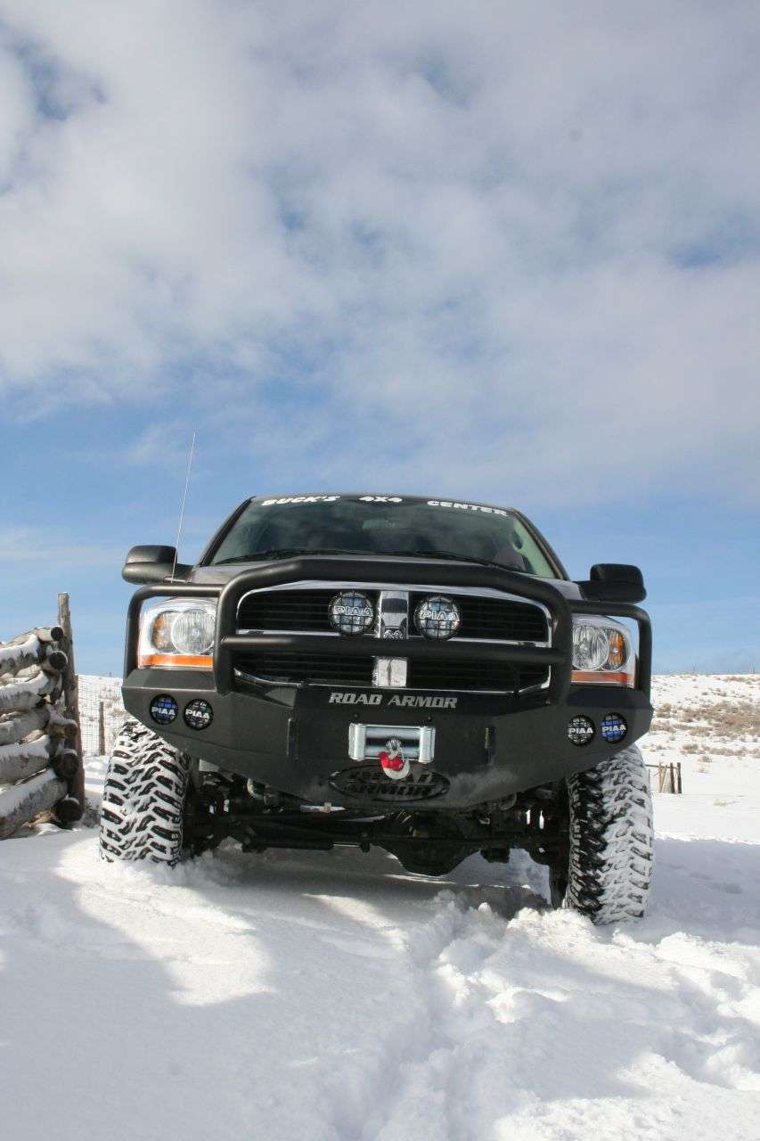 Stealth Front Winch Bumper Lonestar Guard | Round Holes - Texture Black 2006-2009 RAM 2500 3500