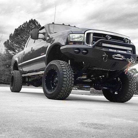 Stealth Front Winch Bumper Pre-Runner Guard | Round Holes - Texture Black 1999-2004 Ford F-250 F-350 F-450 Excursion
