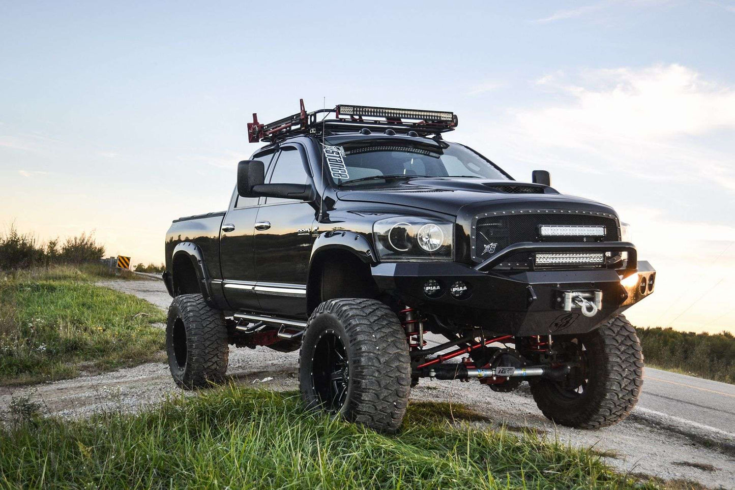 Stealth Front Winch Bumper Pre-Runner Guard | Round Holes - Texture Black 2006-2009 RAM 2500 3500