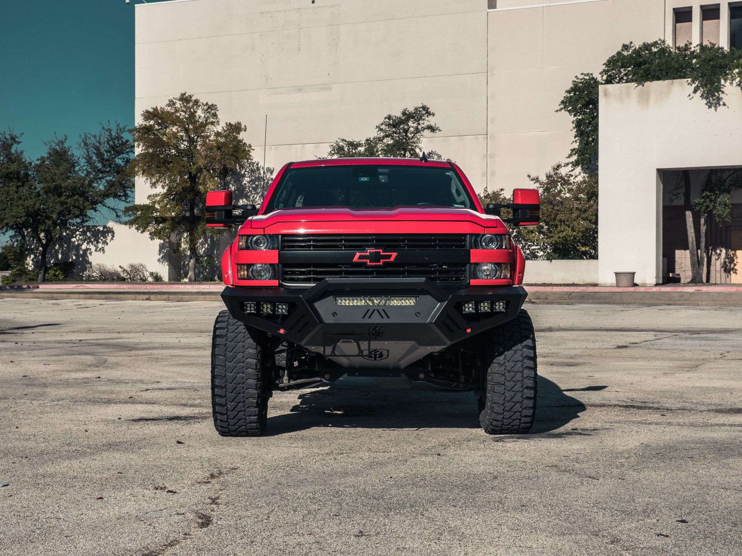 Spartan Front Bumper Bolt on Accessory Sheet Metal Pre-Runner Guard - Texture Black 2015-2019 Chevrolet 2500 3500