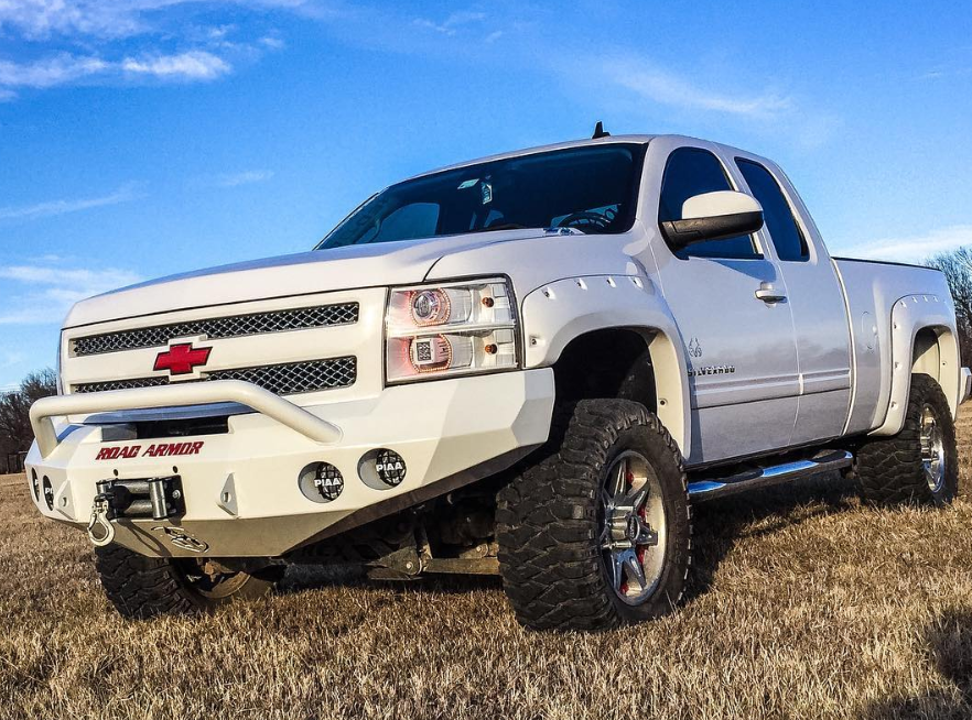 Stealth Front Winch Bumper Pre-Runner Guard | Round Holes - Texture Black 2008-2013 Chevrolet 1500