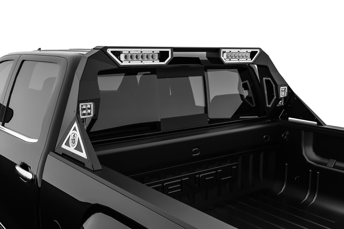 iDentity Headache Rack Full Kit | Dual 10" Center Light Pod | Beauty Ring - Raw Steel 2015-2019 Chevrolet/GMC 2500 3500