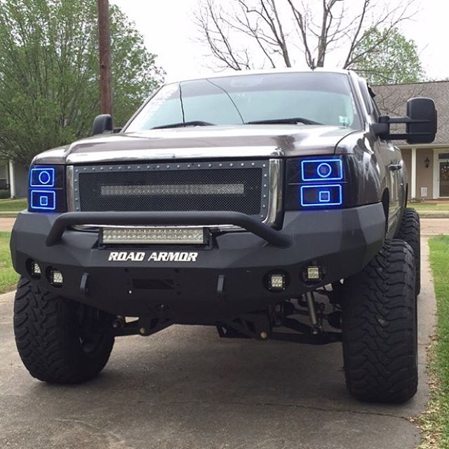 Stealth Front Winch Bumper Pre-Runner Guard | Round Holes - Texture Black 2008-2013 GMC 1500