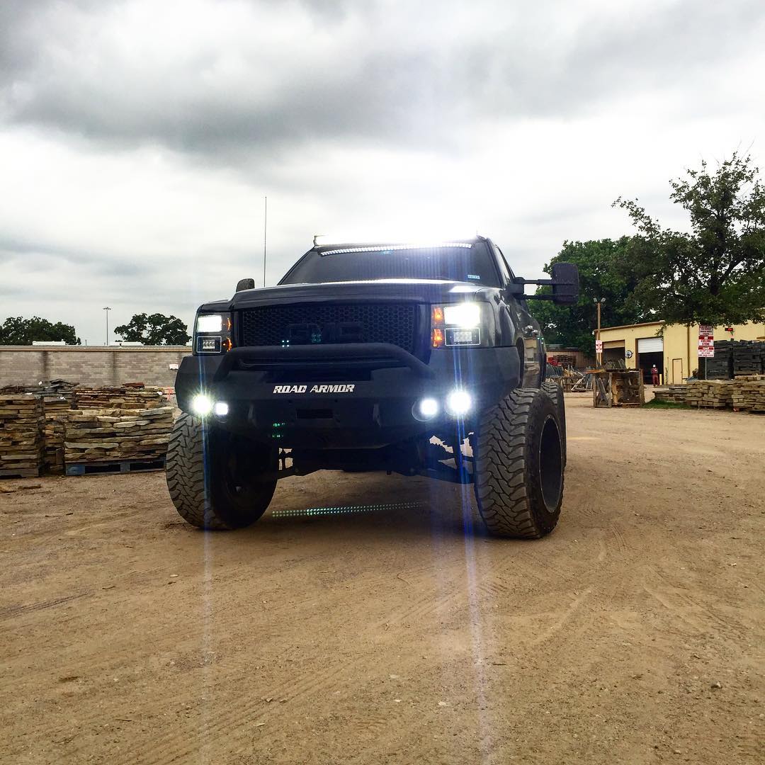 Stealth Front Winch Bumper Pre-Runner Guard | Round Holes - Texture Black 2008-2013 GMC 1500