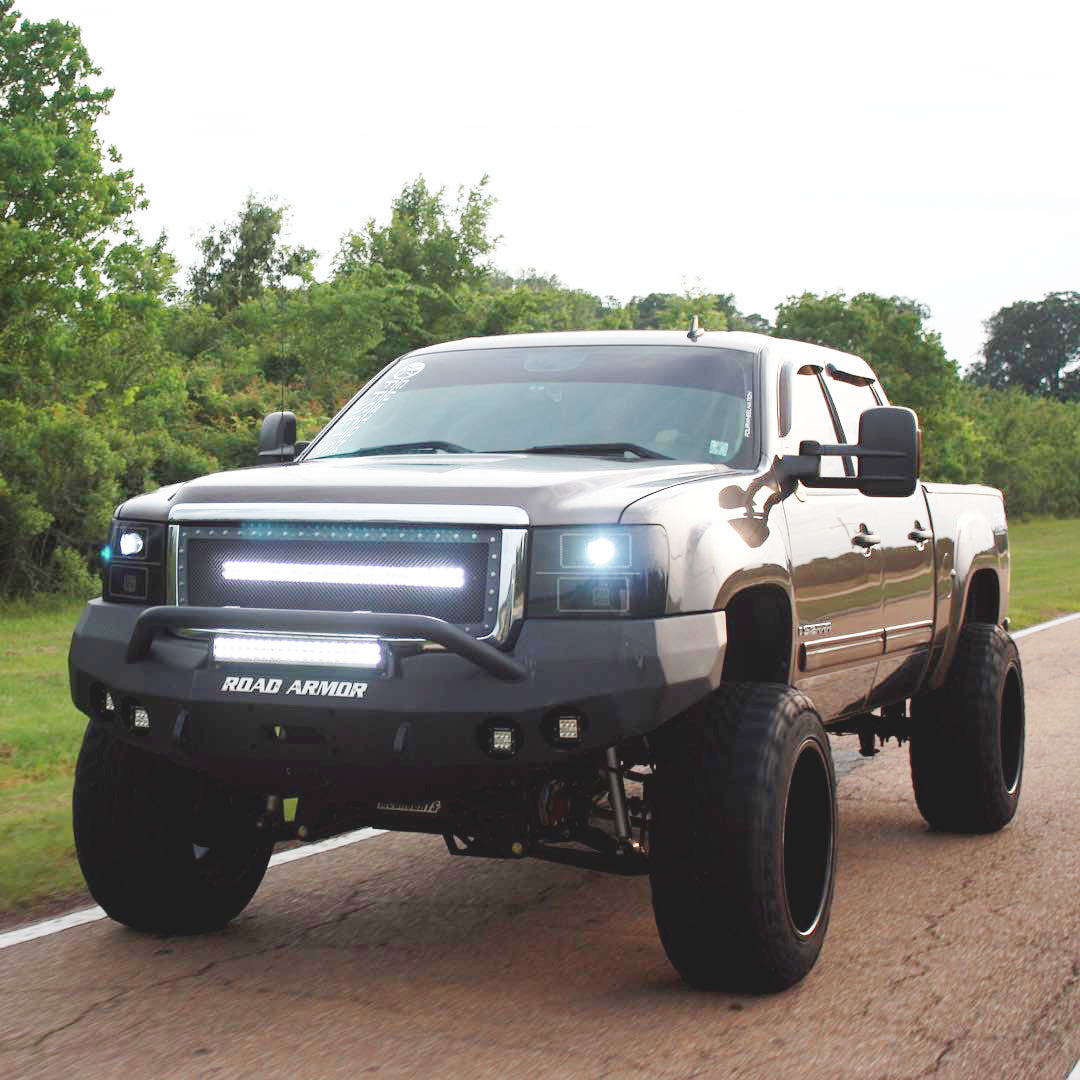 Stealth Front Winch Bumper Pre-Runner Guard | Round Holes - Texture Black 2008-2013 GMC 1500