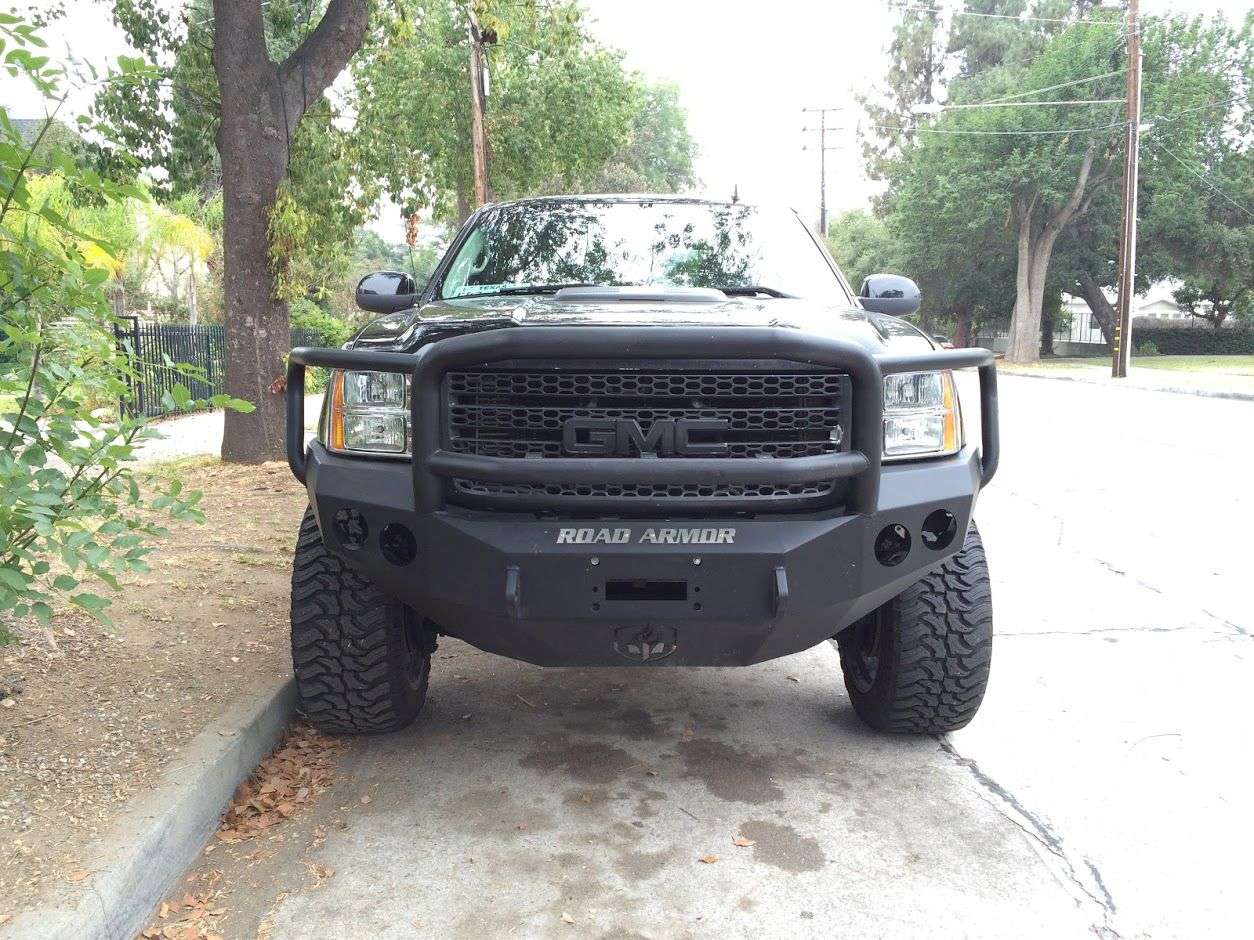 Stealth Front Winch Bumper Lonestar Guard | Round Holes - Texture Black 2011-2014 GMC 2500 3500