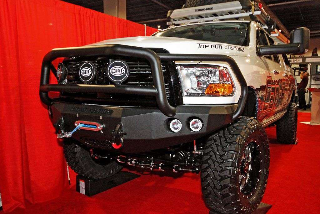 Stealth Front Winch Bumper Lonestar Guard | Round Holes - Texture Black 2010-2018 RAM 2500 3500