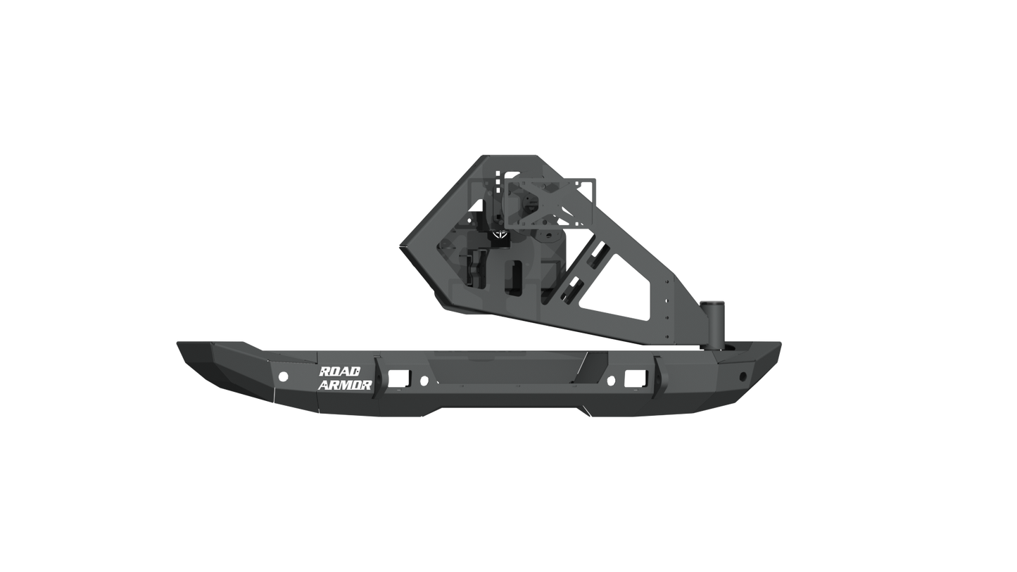 Stealth Rear Full Width Non-Winch Bumper | Tire Carrier - Texture Black 2018-2025 Jeep JL JLU