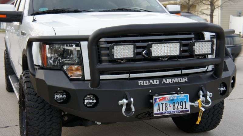 Stealth Front Winch Bumper Lonestar Guard | Round Holes - Texture Black 2009-2014 Ford F-150