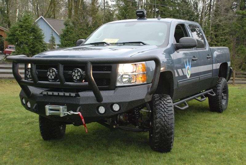 Stealth Front Winch Bumper Titan II Guard | Round Holes - Texture Black 2008-2013 Chevrolet 1500