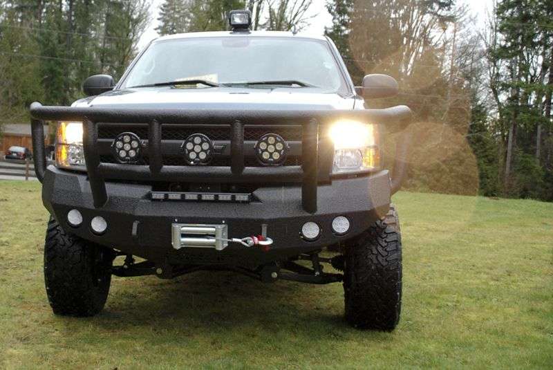 Stealth Front Winch Bumper Titan II Guard | Round Holes - Texture Black 2008-2013 Chevrolet 1500