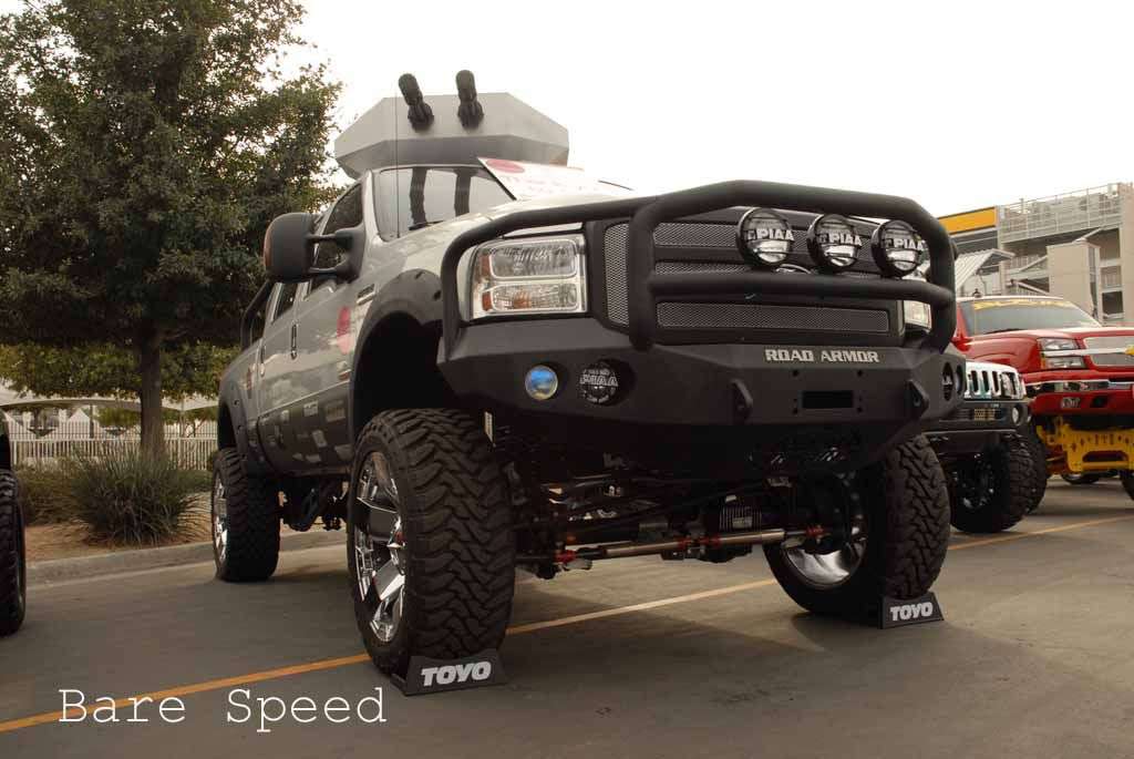 Stealth Front Winch Bumper Lonestar Guard | Round Holes - Texture Black 2005-2007 Ford F-250 F-350 Excursion