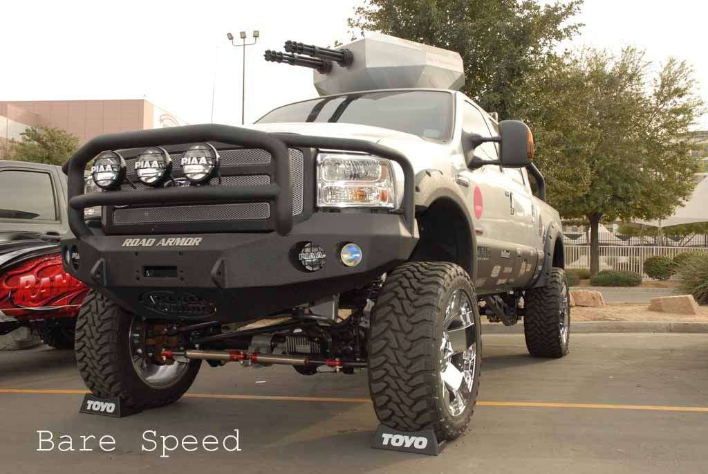 Stealth Front Winch Bumper Lonestar Guard | Round Holes - Texture Black 2005-2007 Ford F-250 F-350 Excursion