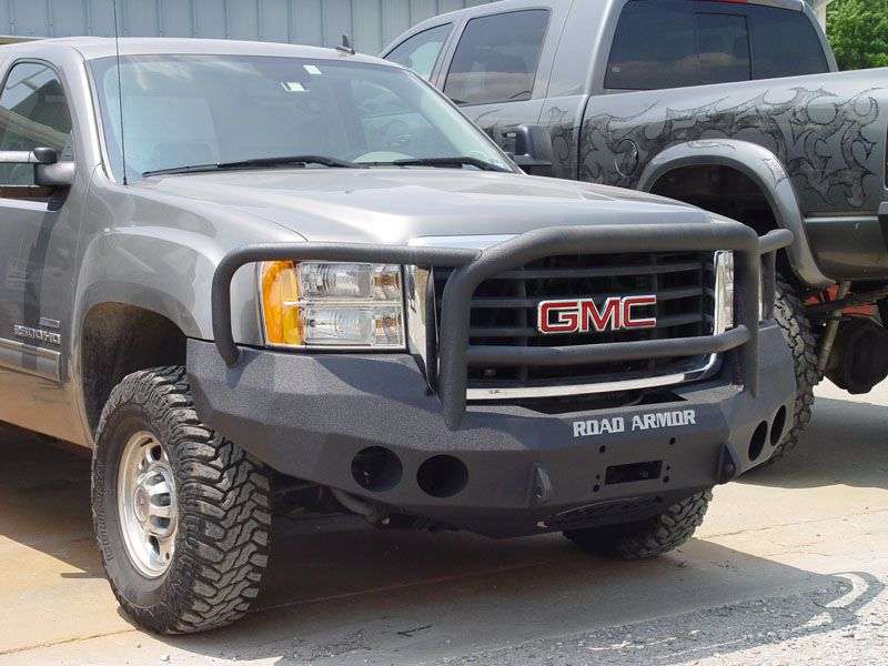 Stealth Front Winch Bumper Lonestar Guard | Round Holes - Texture Black 2008-2010 GMC 2500 3500