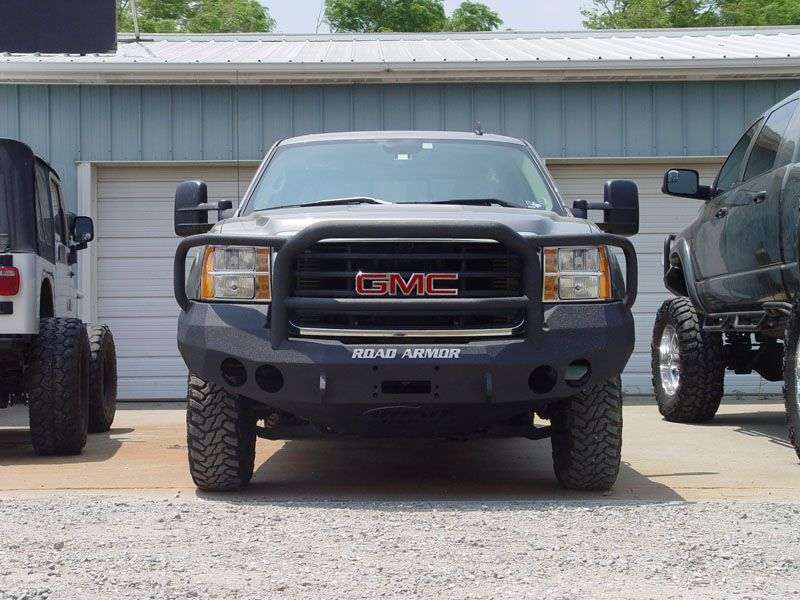 Stealth Front Winch Bumper Lonestar Guard | Round Holes - Texture Black 2008-2010 GMC 2500 3500