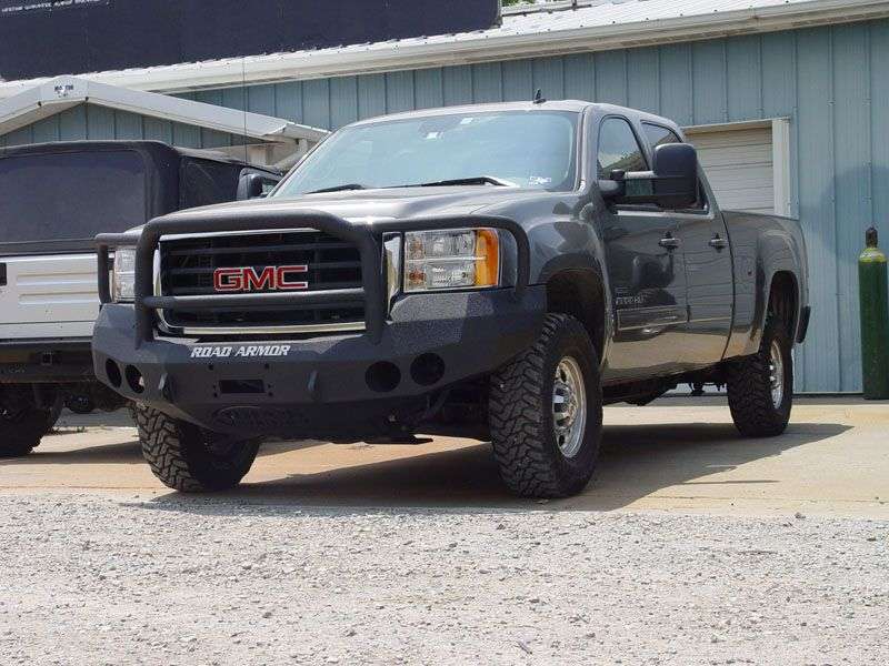 Stealth Front Winch Bumper Lonestar Guard | Round Holes - Texture Black 2008-2010 GMC 2500 3500