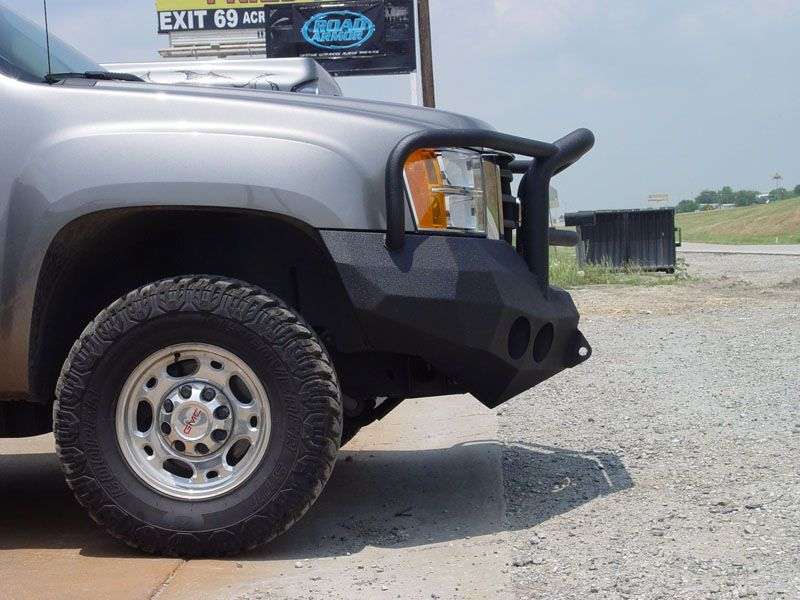 Stealth Front Winch Bumper Lonestar Guard | Round Holes - Texture Black 2008-2010 GMC 2500 3500