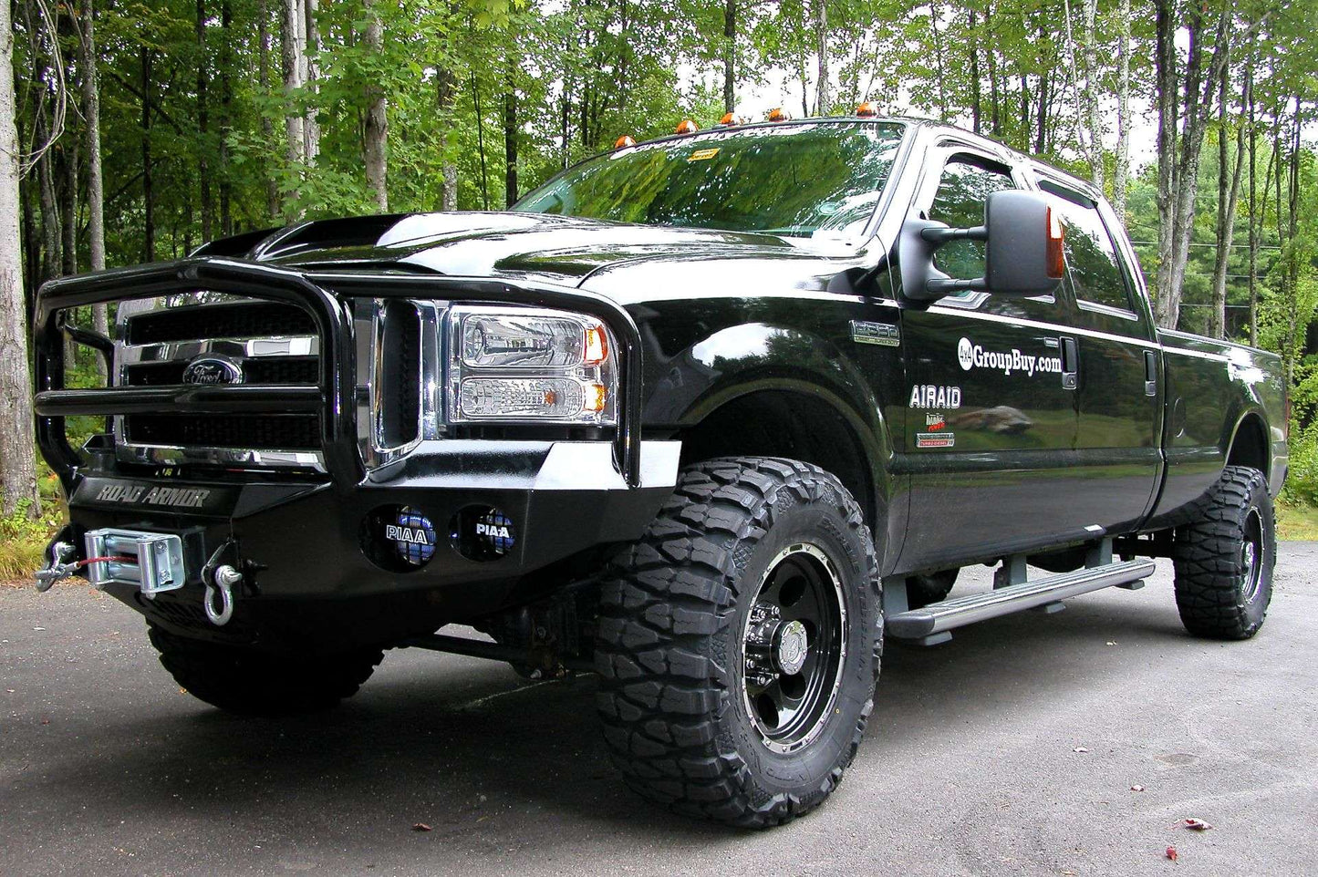 Stealth Front Winch Bumper Lonestar Guard | Round Holes - Texture Black 1999-2004 Ford F-250 F-350 F-450 Excursion