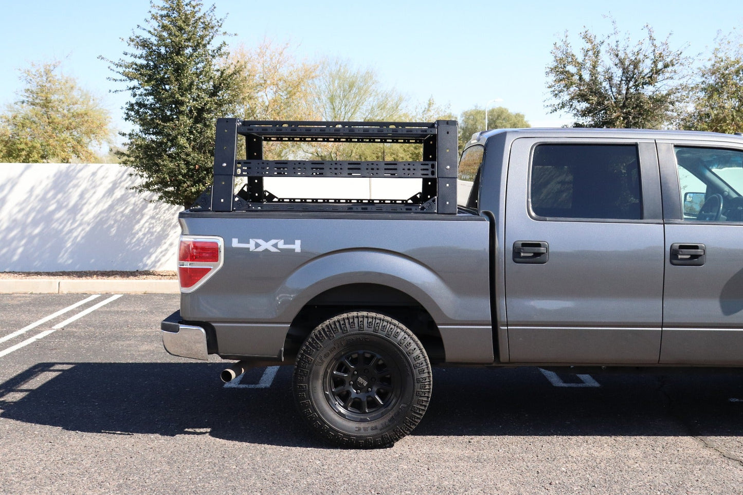 TRECK - OVERLAND PKG. 5 1/2 to 6Ft. Full-Size Truck Beds, Adjustable Bed Rack System (505BRS-BRKTKIT Included) REAR STRAP, UPPER & LOWER RAILS INCLUDED - Texture Black 2009-2020 RAM