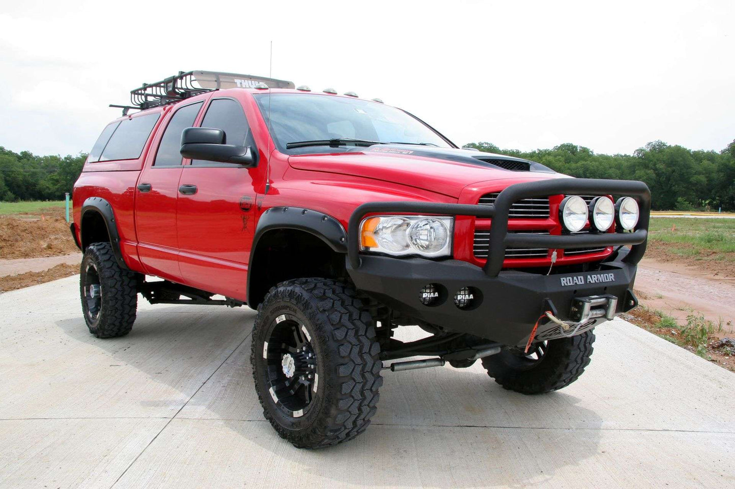 Stealth Front Winch Bumper Lonestar Guard | Round Holes - Texture Black 2003-2005 RAM 2500 3500