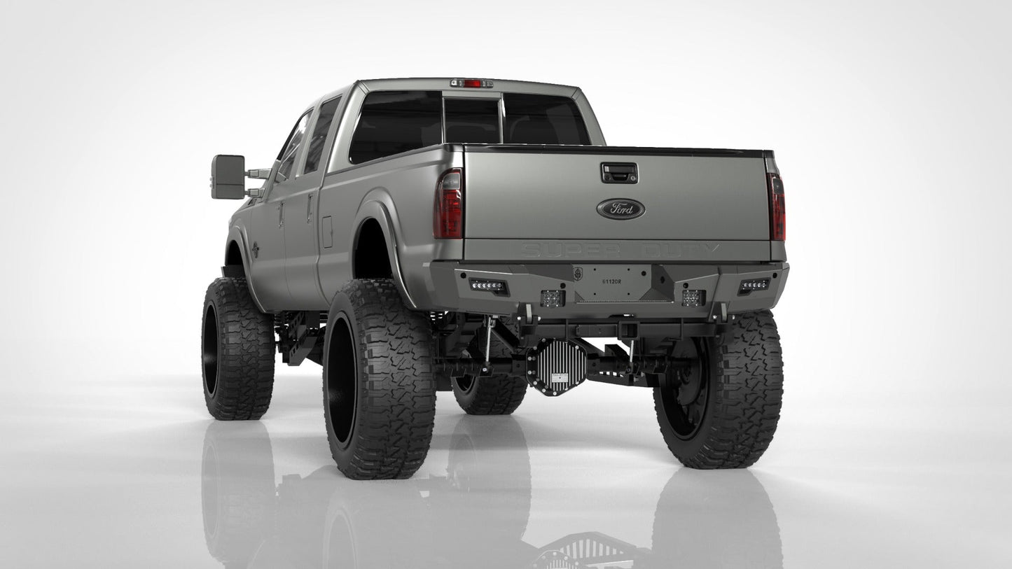 iDentity Rear Bumper Full Kit | Center Section | Shackle End Pods | Beauty Ring - Texture Black 2011-2016 Ford F-250 F-350 F-450