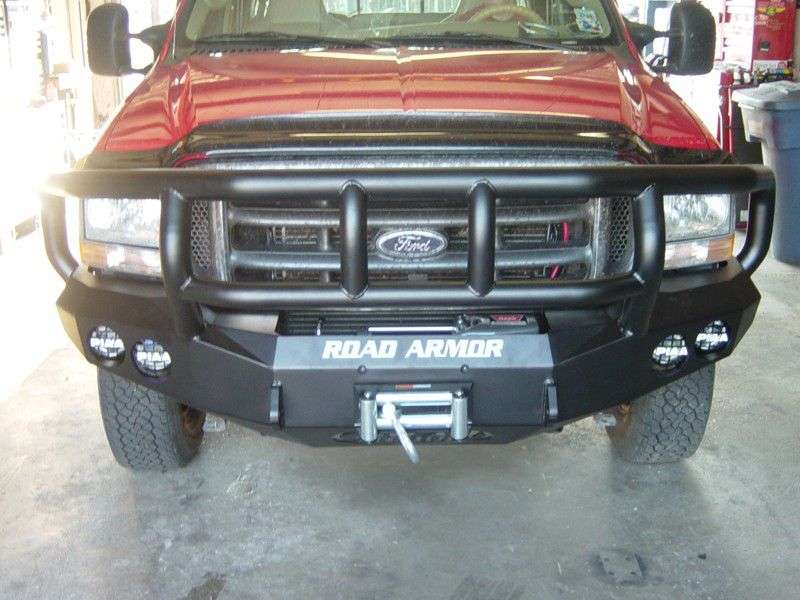 Stealth Front Winch Bumper Titan II Guard | Round Holes - Texture Black 2005-2007 Ford F-250 F-350 Excursion