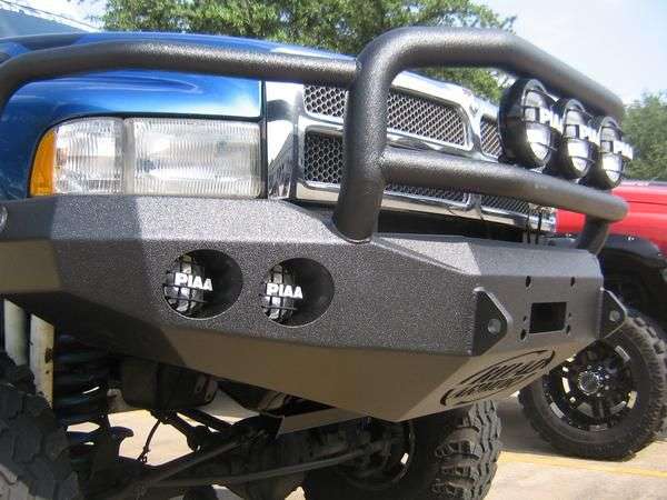 Stealth Front Winch Bumper Lonestar Guard | Round Holes - Texture Black 1994-1996 RAM 1500 2500 3500