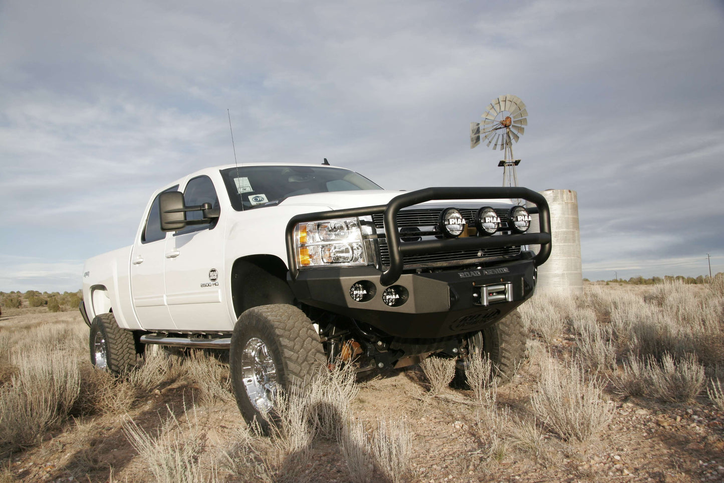 Stealth Front Winch Bumper Lonestar Guard | Round Holes - Texture Black 2011-2014 Chevrolet 2500 3500