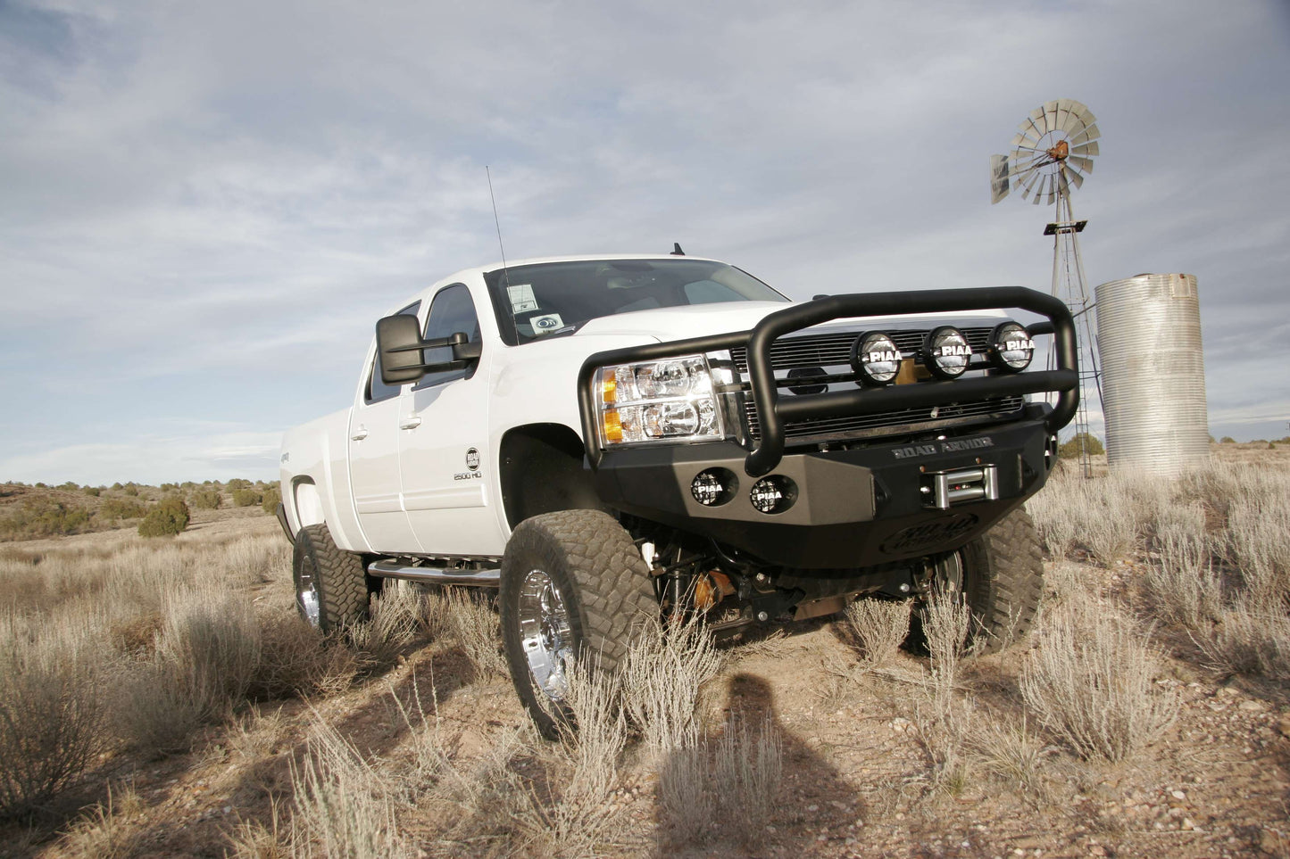 Stealth Front Winch Bumper Lonestar Guard | Round Holes - Texture Black 2011-2014 Chevrolet 2500 3500