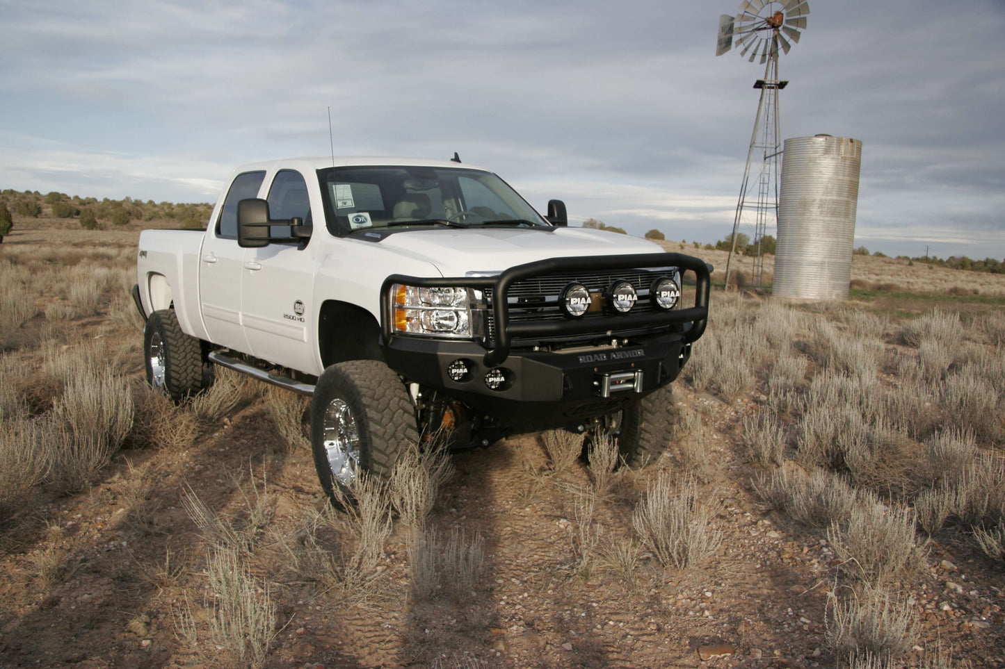Stealth Front Winch Bumper Lonestar Guard | Round Holes - Texture Black 2011-2014 Chevrolet 2500 3500