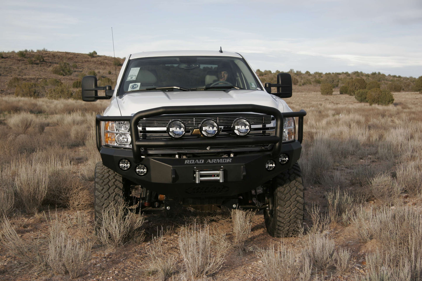 Stealth Front Winch Bumper Lonestar Guard | Round Holes - Texture Black 2011-2014 Chevrolet 2500 3500