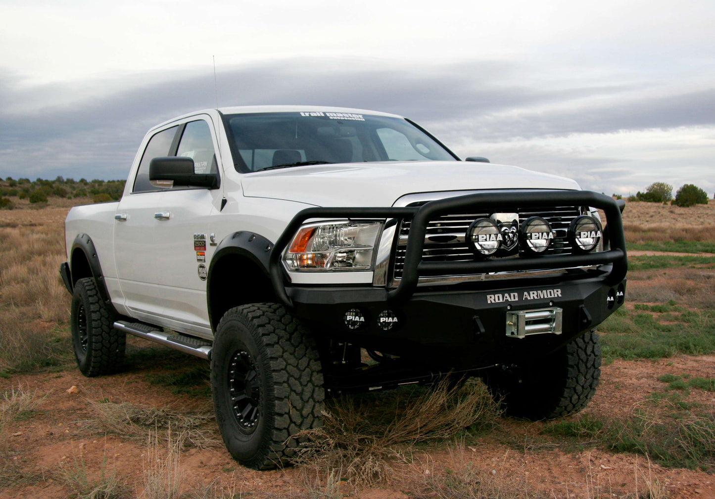 Stealth Front Winch Bumper Lonestar Guard | Round Holes - Texture Black 2010-2018 RAM 2500 3500