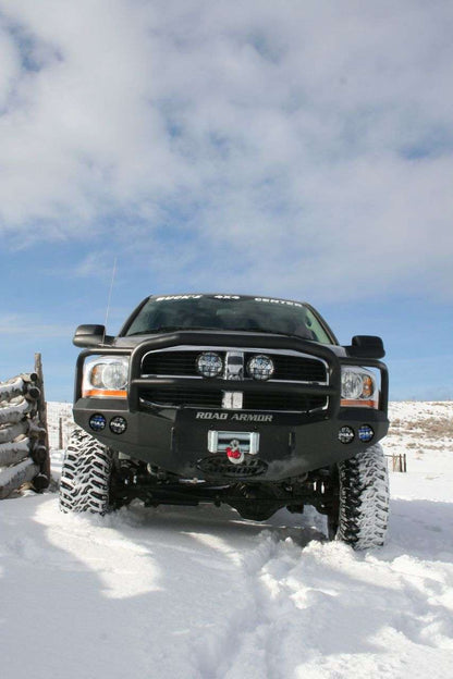 Stealth Front Winch Bumper Lonestar Guard | Round Holes - Texture Black 2006-2009 RAM 2500 3500