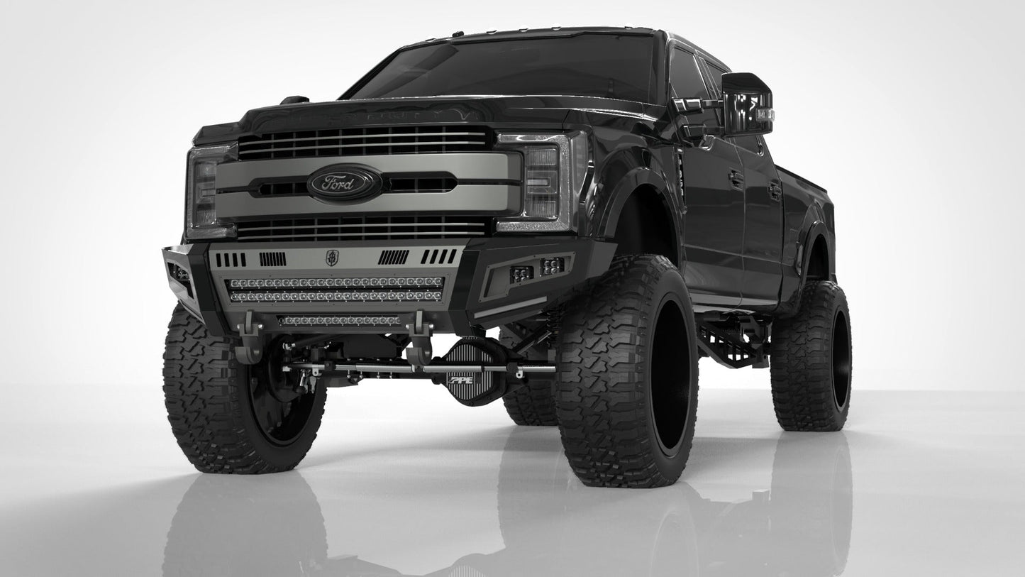 iDentity Front Bumper Full Kit | Shackle Center Section | Standard End Pods | Beauty Ring - Texture Black 2017-2022 Ford F-250 F-350