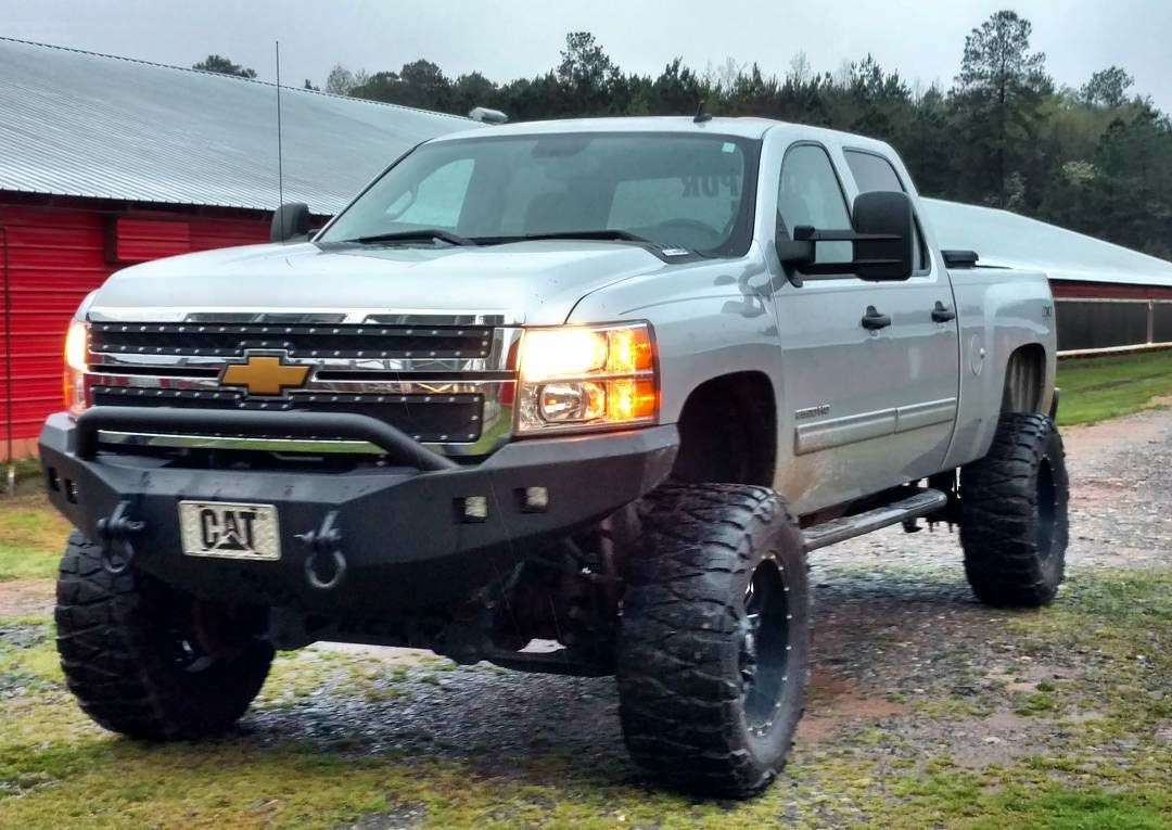 Stealth Front Winch Bumper Pre-Runner Guard | Round Holes - Texture Black 2011-2014 Chevrolet 2500 3500
