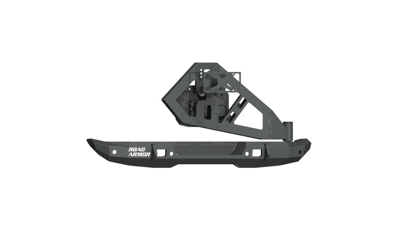 Stealth Rear Mid Width Non-Winch Bumper | Tire Carrier - Texture Black 2018-2025 Jeep JL JLU