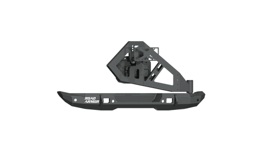 Stealth Rear Mid Width Non-Winch Bumper | Tire Carrier - Texture Black 2018-2025 Jeep JL JLU