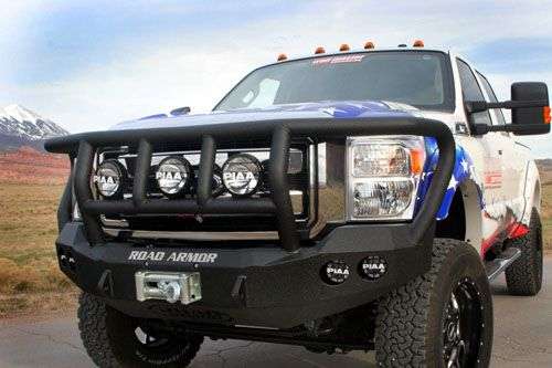 Stealth Front Winch Bumper Titan II Guard | Round Holes - Texture Black 2011-2016 Ford F-250 F-350