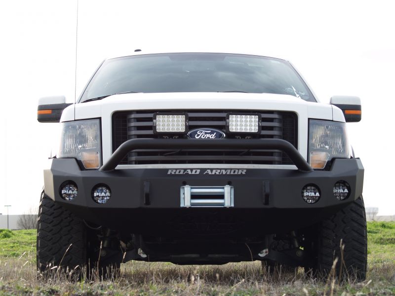 Stealth Front Winch Bumper Pre-Runner Guard | Round Holes - Texture Black 2009-2014 Ford F-150
