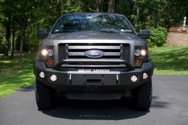 Stealth Front Winch Bumper Pre-Runner Guard | Round Holes - Texture Black 2009-2014 Ford F-150