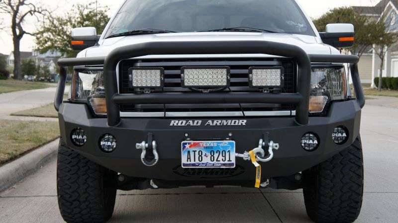 Stealth Front Winch Bumper Lonestar Guard | Round Holes - Texture Black 2009-2014 Ford F-150