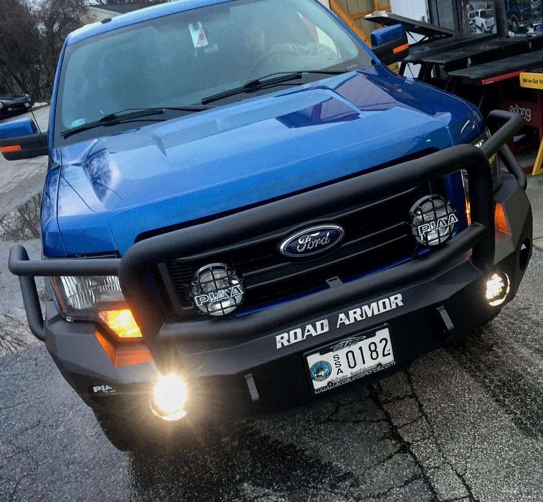 Stealth Front Winch Bumper Lonestar Guard | Round Holes - Texture Black 2009-2014 Ford F-150