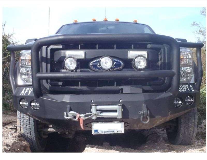 Stealth Front Winch Bumper Lonestar Guard | Round Holes - Texture Black 2011-2016 Ford F-250 F-350