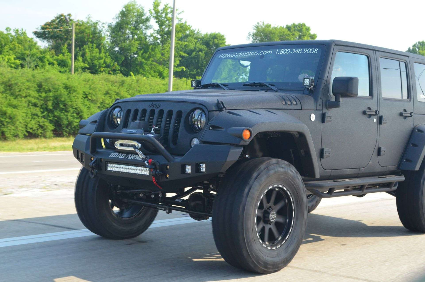 Stealth Front Full Width Winch Bumper Pre-Runner Guard | Fits Factory Fenders - Texture Black 2007-2018 Jeep JK JKU