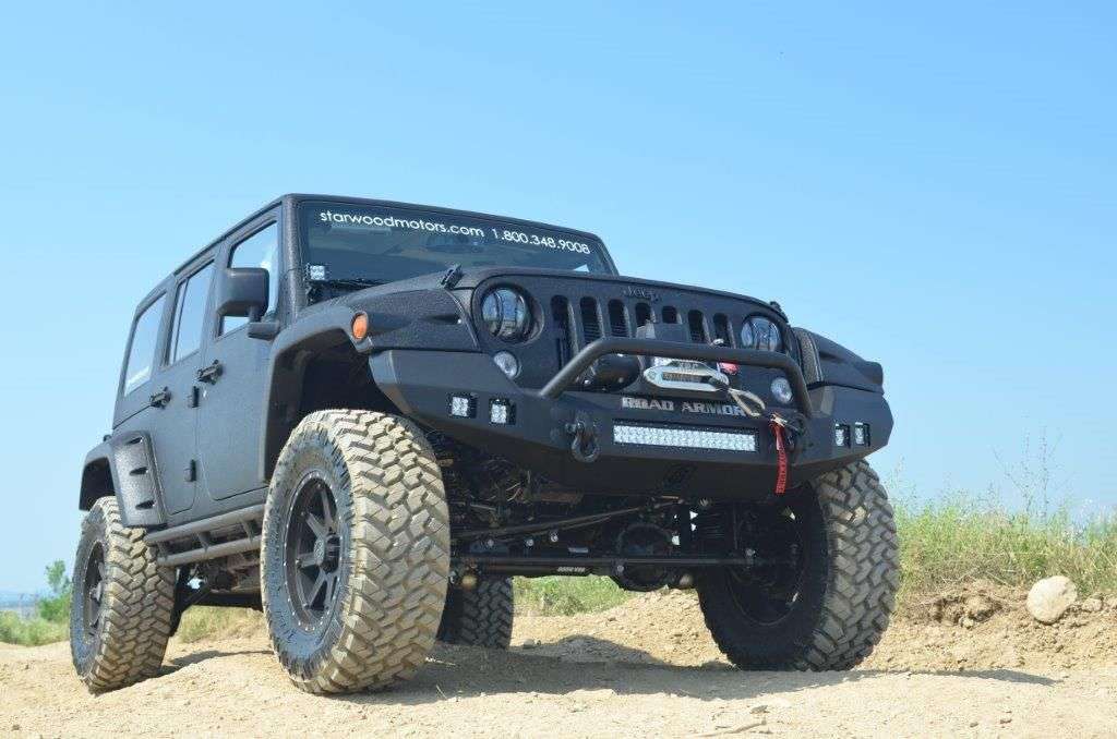 Stealth Front Full Width Winch Bumper Pre-Runner Guard | Fits Factory Fenders - Texture Black 2007-2018 Jeep JK JKU