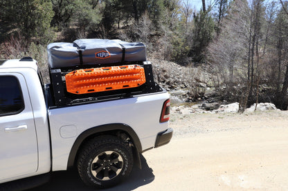 TRECK - OVERLAND PKG. 5 1/2 to 6Ft. Full-Size Truck Beds, Adjustable Bed Rack System (505BRS-BRKTKIT Included) REAR STRAP, UPPER & LOWER RAILS INCLUDED - Texture Black 2010-2020 RAM
