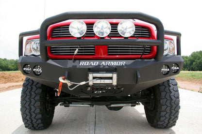 Stealth Front Winch Bumper Lonestar Guard | Round Holes - Texture Black 2003-2005 RAM 2500 3500