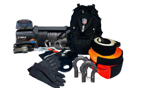 Adventure Series Holiday Bundle 6 - Non-Integrated Winch, Recovery Kit and 2 Black Shackles